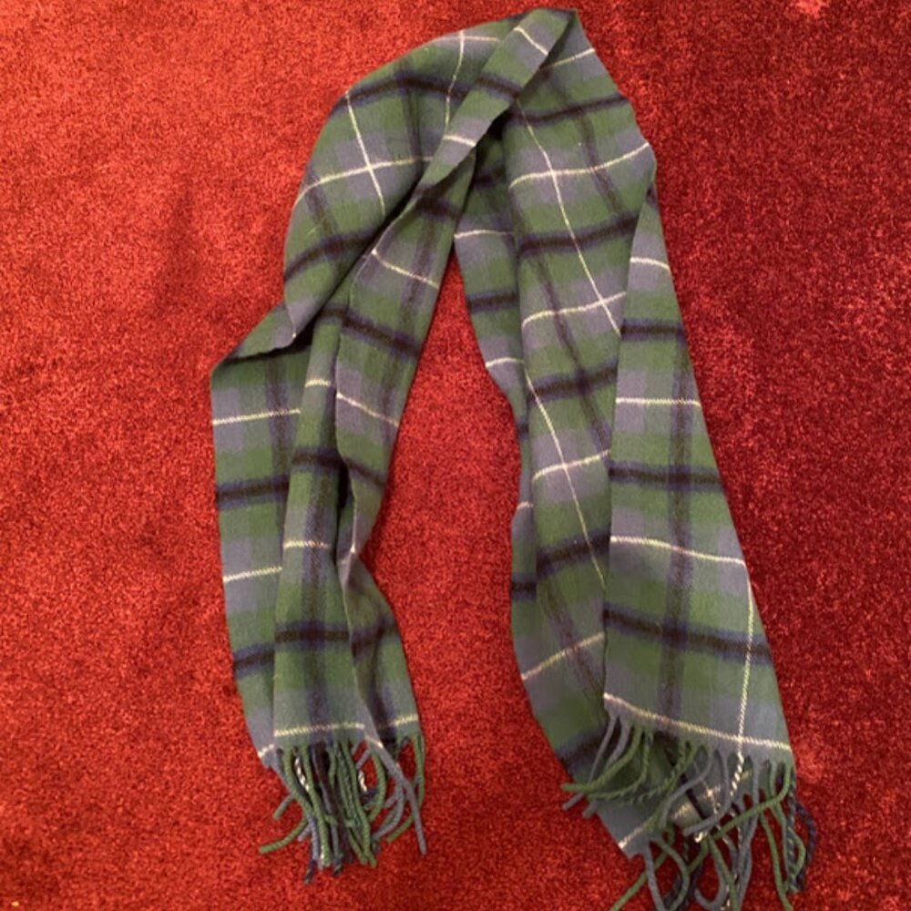 Green and Blue Tartan Scarf from Scotland (100%lambswool)